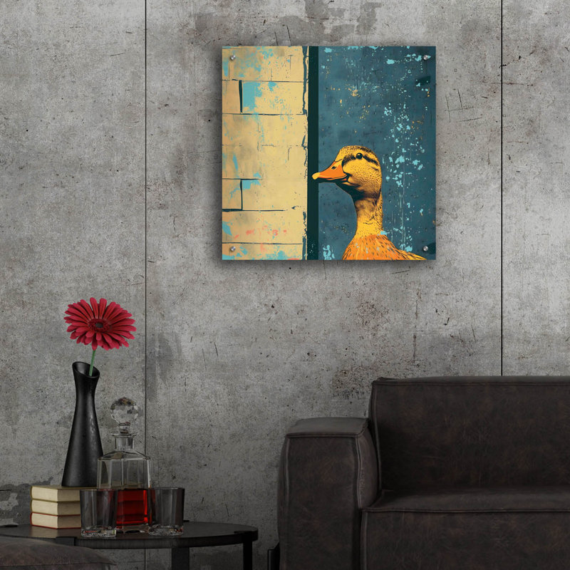 «The Duck» par Andreas Magnusson, art mural en verre acrylique, H 24 po x l 24 po x P 0,2 po