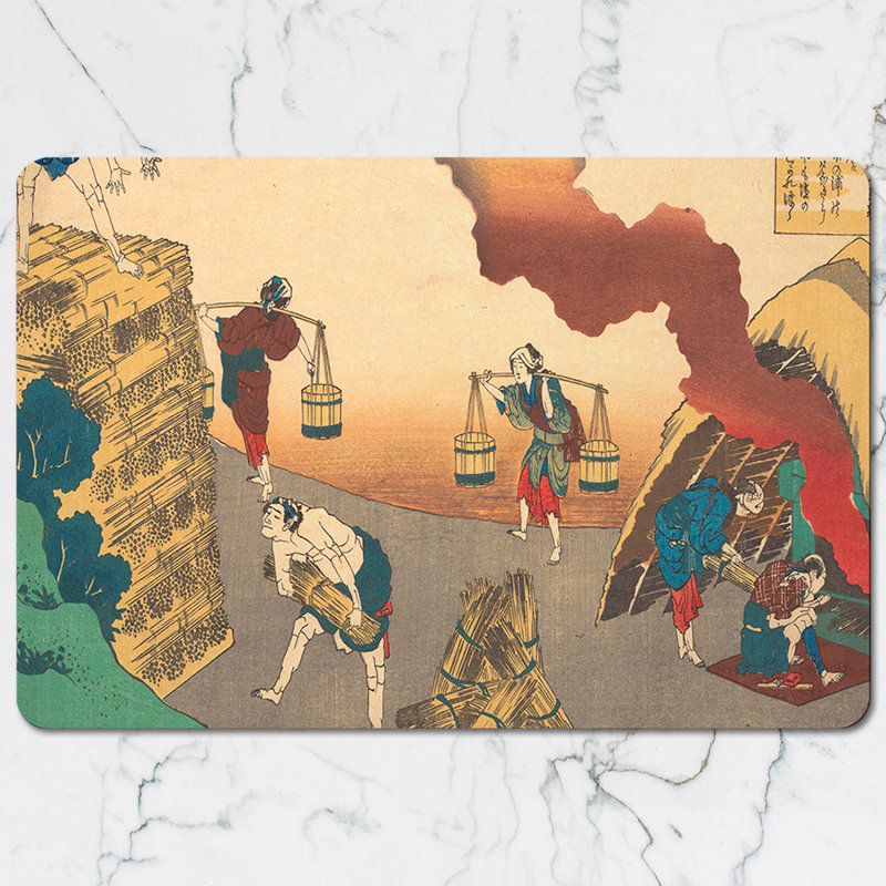 Traditional Japanese Woodblock Placemats And Coaster Set With Artwork