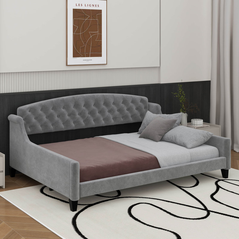 Modern Luxury Tufted Button Daybed, Gray