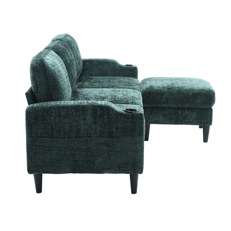 Adylynn Upholstered L-Shaped Sectional, Emerald Chenille