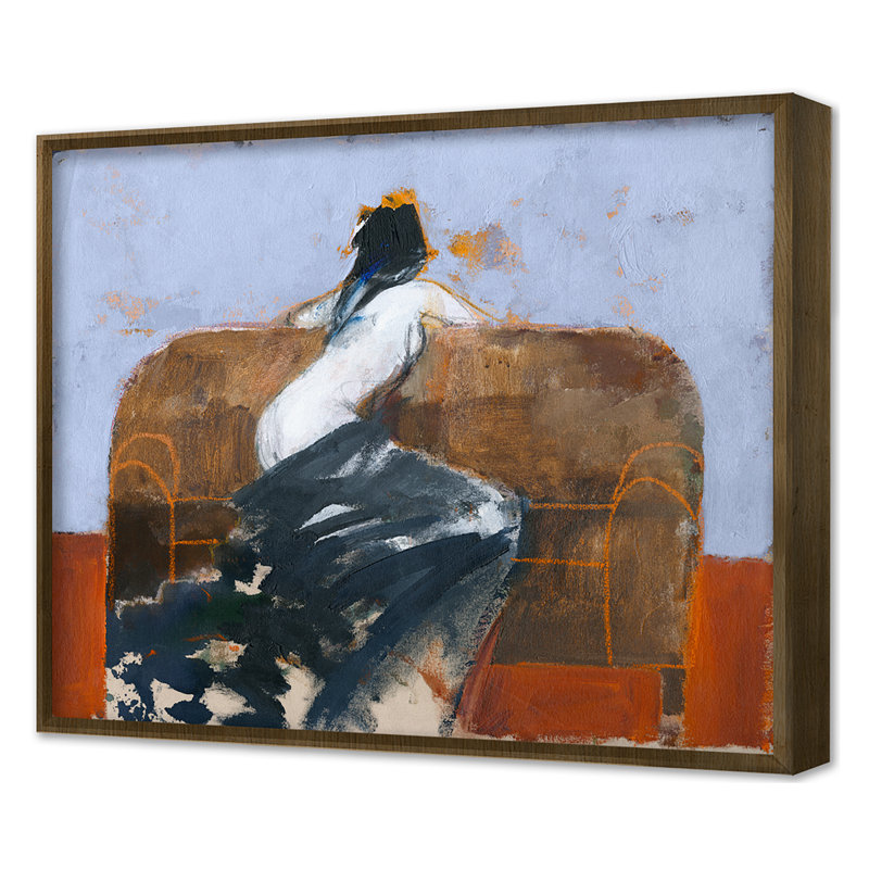 «Summer 2022 Brown Leather», reproduction encadrée sur toile par PC Ngo, Cadre doré simple, H 30 po x l 35 po