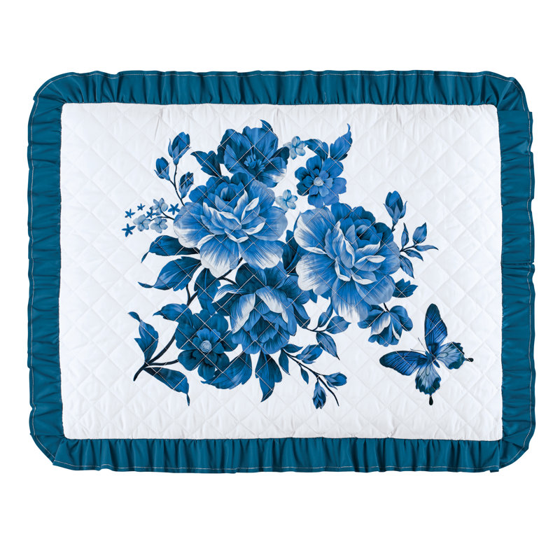 Enchanting Butterfly Ruffled Edge Pillow Shams - Set of 2, Blue