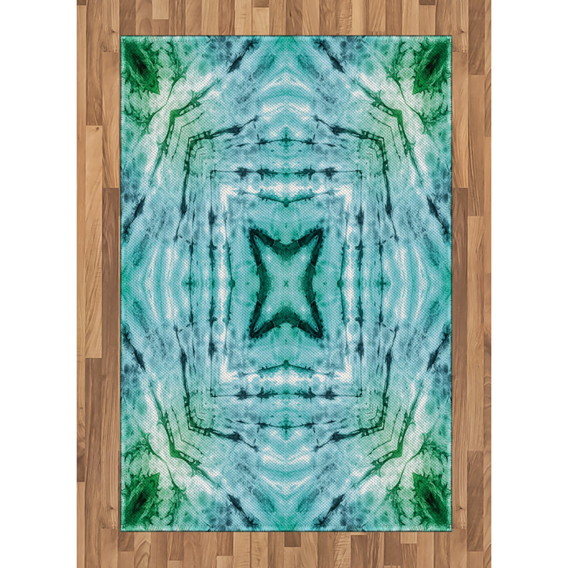 Blue High Density Long Fiber Poly Threads Decorative Area Rug Carpet, Rectangle 4' x 5'8"