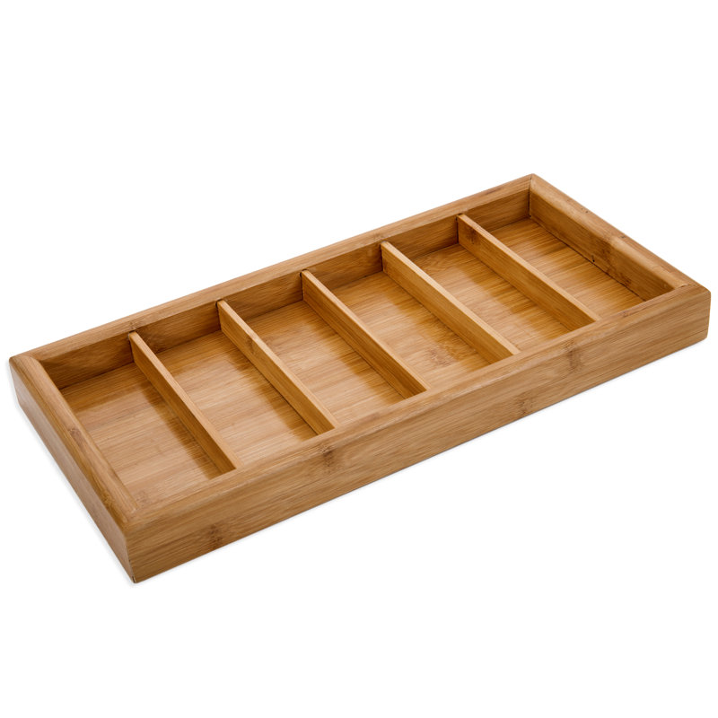 Wood 6 Compartment Makeup Organiser
