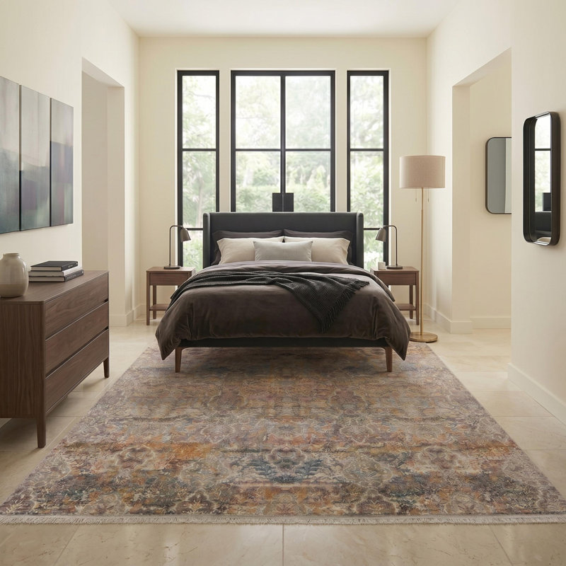Tapis de couloir beige traditionnel oriental en polyester tissé à la machine, Runner — 2'7" x 6'7"