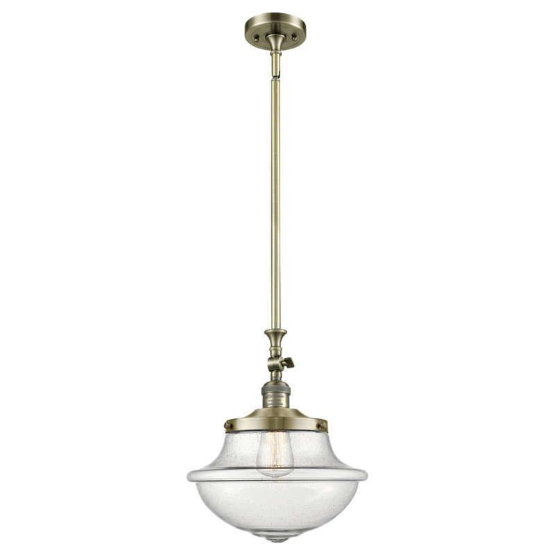 Luminaire suspendu simple à 1 lumière Baptiste, Ampoule DEL 6 watts Vinage, Grainé, Laiton antique