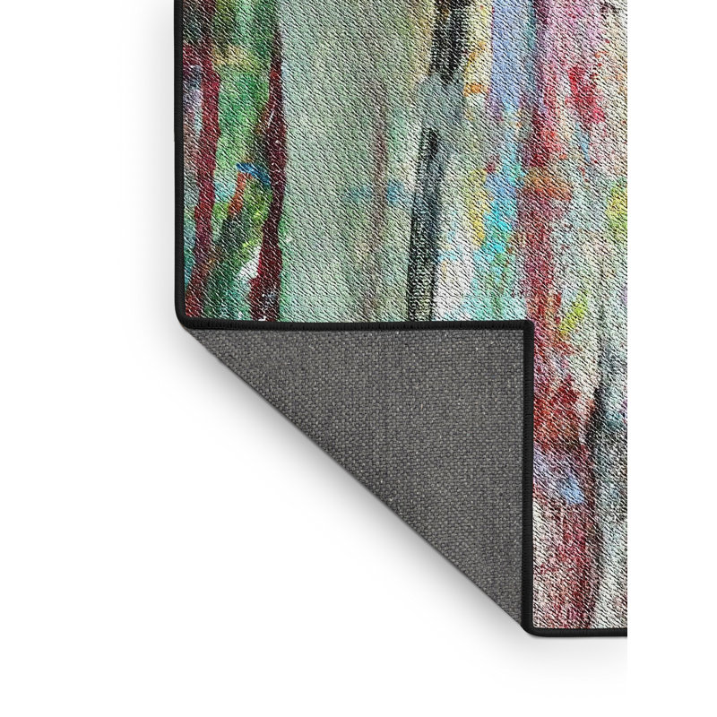 Tapis vert/bleu à motifs, Rectangle 3 pi x 5 pi