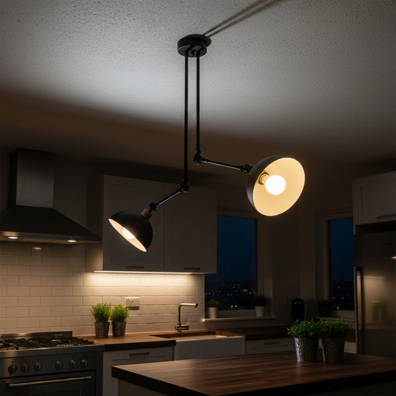 2-Light Adjustable Arm Modern Metal Chandelier