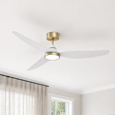 Ventilateur de plafond de 54 po à débit d'air élevé (jusqu'à 6500 CFM), avec télécommande, éclairage, 6 vitesses, DEL à intensité variable 3CCT, moteur CC silencieux et réversible.