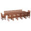 Ensemble de table de salle à manger extensible et chaises d'extérieur 13 pièces Wayland | Bois d'eucalyptus | Idéal pour le patio, table brune