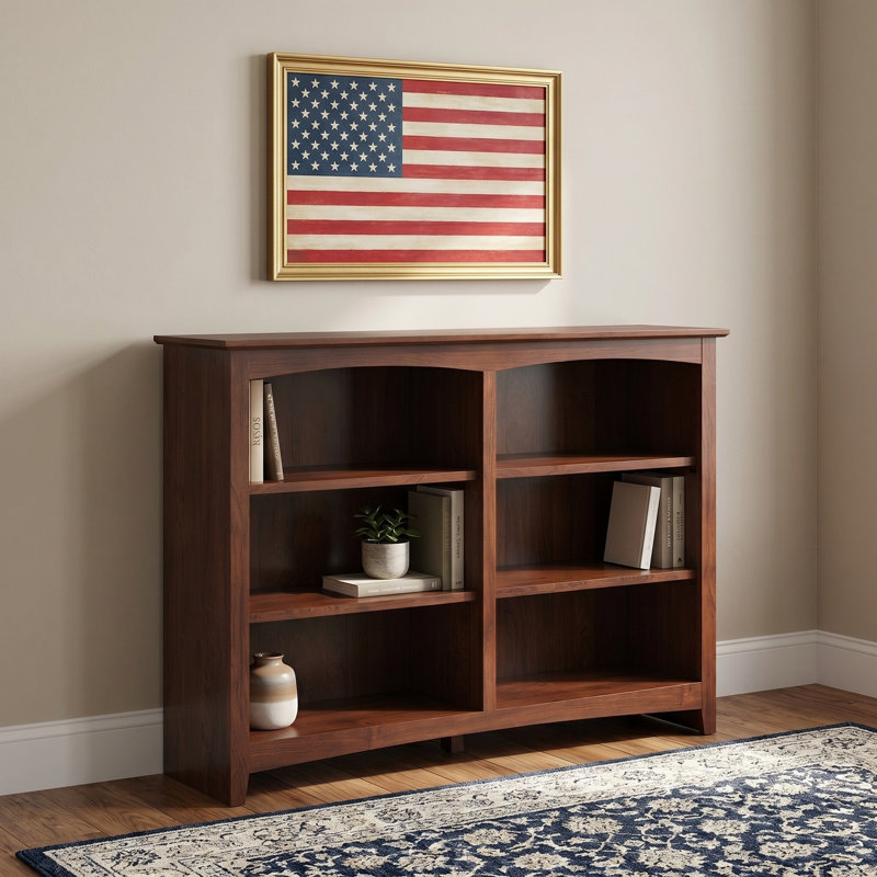 Bibliothèque classique Malani, (3 Shelves) 36"H x 49.75"W x 12.875"D, Brown Mahogany