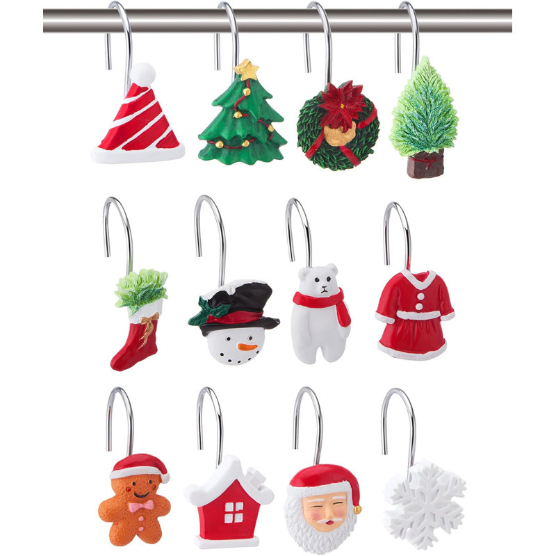 12-pack Christmas Shower Curtain Hooks