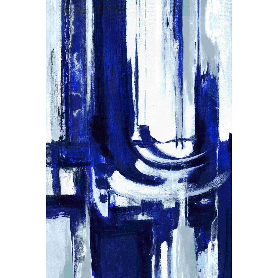 Brushed Abstract Blue - Wrapped Canvas Painting Wrought Studio™ 