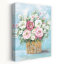 Lumière tamisée - Panier contemporain de fleurs blanches et roses roses, art de fond bleu sarcelle