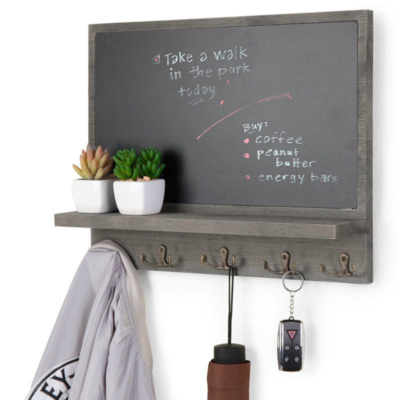 Wall Mounted 5-Hook Memo Board Chalkboard 