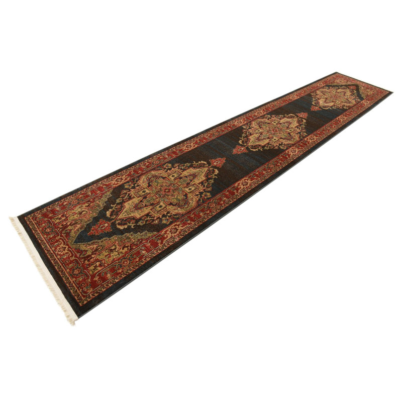 Tapis traditionnel Azar couleur saphir, Tapis de couloir 2 pi x 8 pi