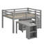 Lit mezzanine bas avec tiroirs, tablettes et bureau portatif à roulettes-675153566
