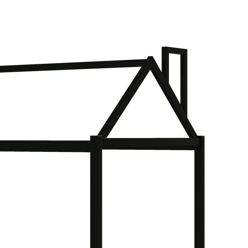 Metal House Shape Platform Bed, Black, Twin