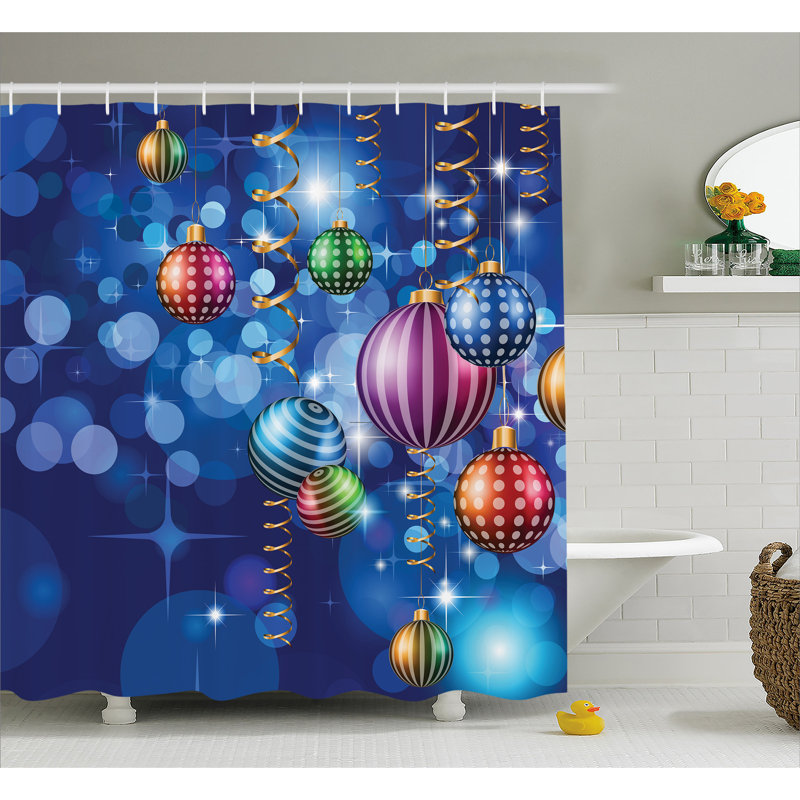 Rideau de douche simple de noël happy new year, H 75 po x l 69 po