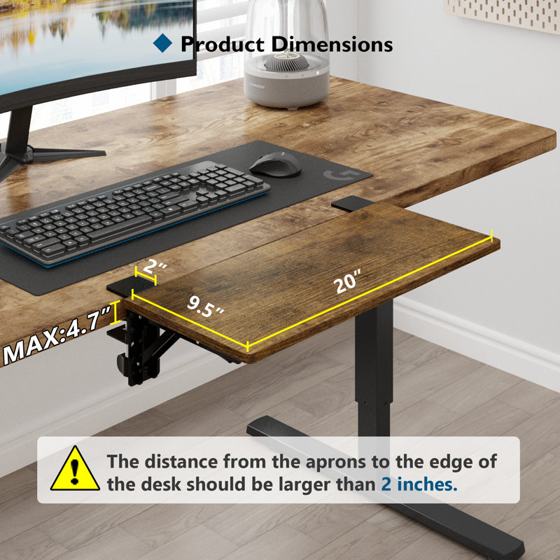 Adreian 1.3cm H x 51cm W Desk Keyboard Tray, Rustic Brown