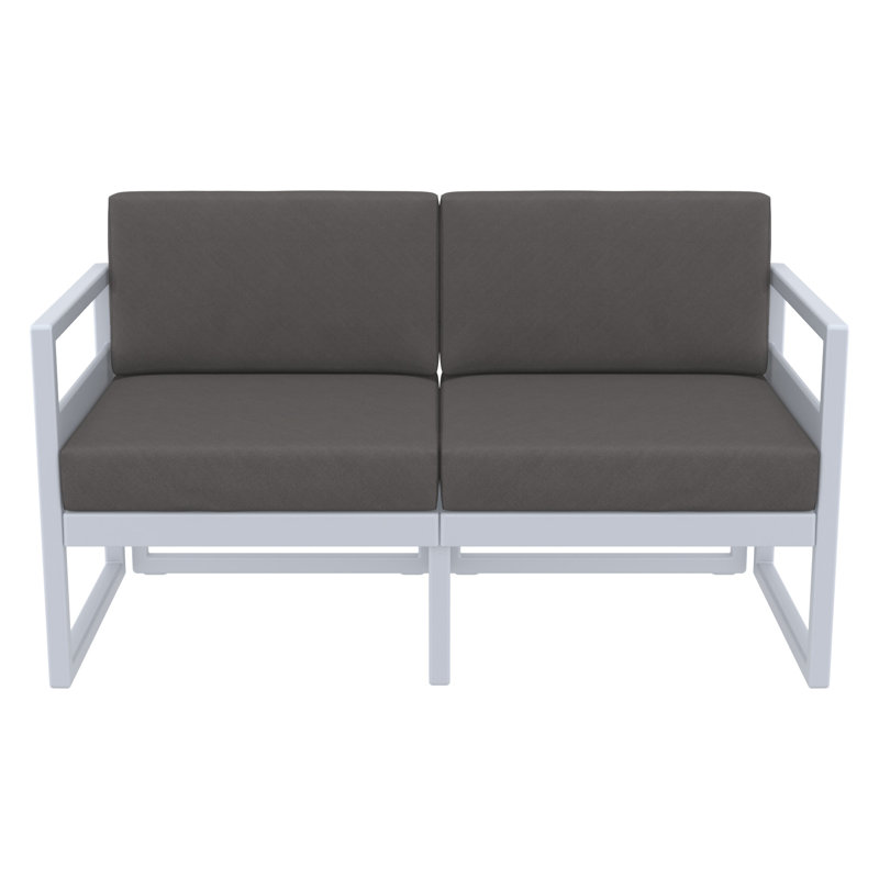 Lane 58'' Wide Straight Loveseat with Cushions, Canvas Charcoal Sunbrella® Canvas, Silver/Gray