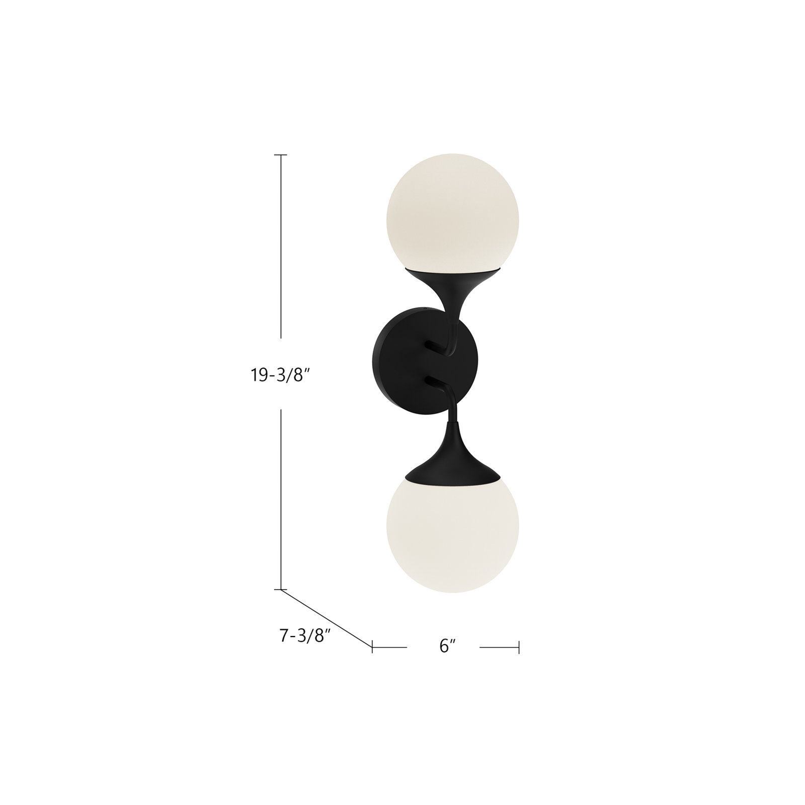 Nedra 2 Light Vanity Light, Matte Black