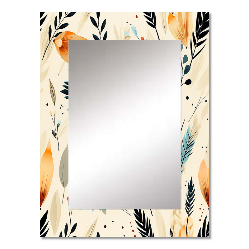 Tribal Oasis Boho Pattern - boho  Wall Mirror, Floral, Nature Decorative Mirror, Printed Metal Art, 32" x 24"