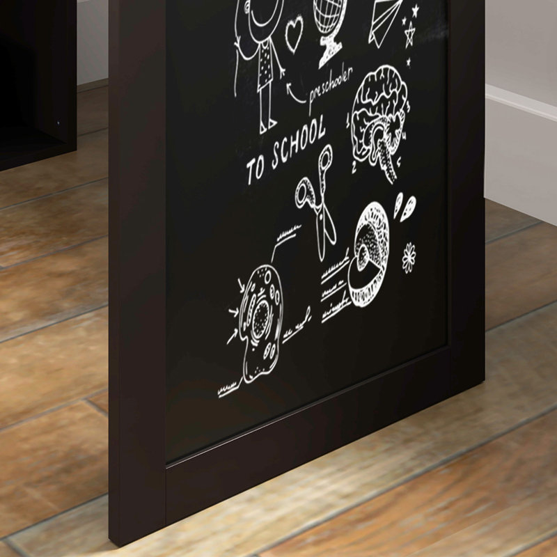 Bureau d'écriture pliable, bureau d'ordinateur avec tableau noir et tablette latérale pliable, Brun