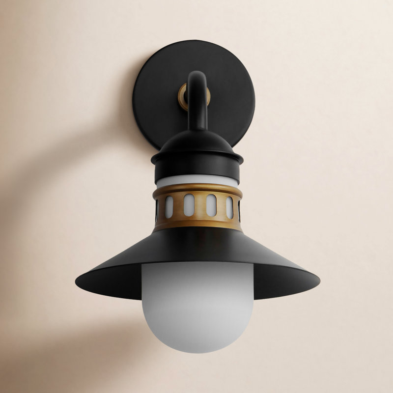 Elenore Clarendon Aluminum Wall Light, 14.5" H x 9.75' W x 11.25" D, Black/Antique Brass