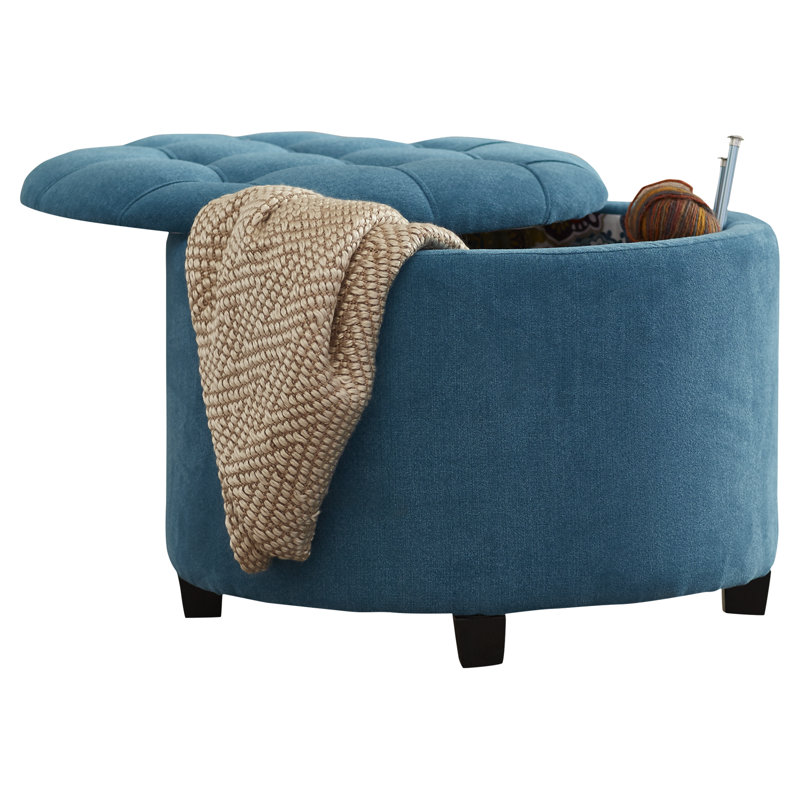 Sumava Upholstered Storage Ottoman, Teal