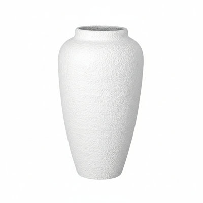Vase en céramique conique fabriqué à la main Soleh avec texture galet et finition blanc mat