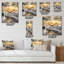 Paysage d'hiver avec route sous un coucher de soleil brillant - Horloge murale traditionnelle-1487309349