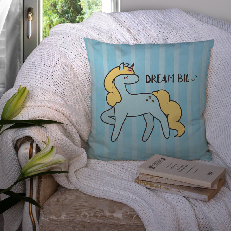 Nursery Dream Big Unicorn Indoor/Outdoor Throw Pillow, 14" x 14"
