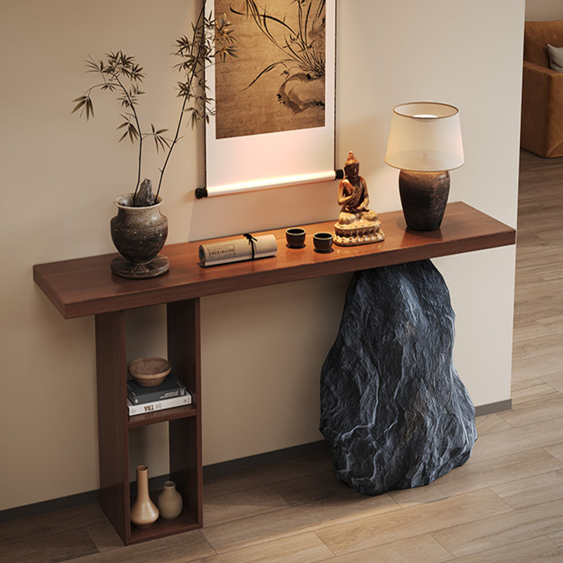 Console en bois massif de style médiéval, H 31,5 po x l 59 po x P 11,8 po