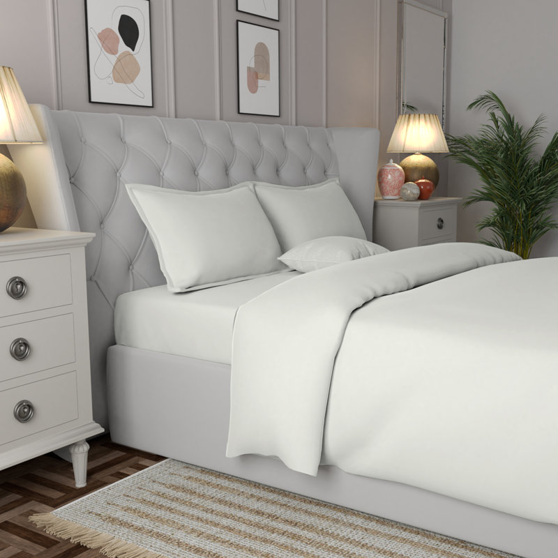 Ensemble de housse de couette 100% coton 400TC Cool & Crisp, Housse de couette très grand et 2 taies, Ivoire