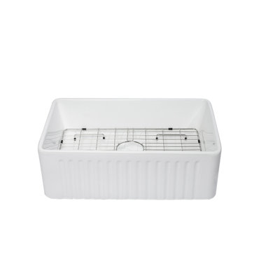 White Porcelain Ceramic Farmhouse Kitchen Sink - Reversible Single Bowl 30 X 18 X 10 Inch | Gift Idea