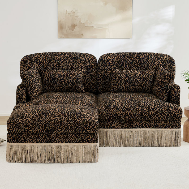 Causeuse léopard moderne avec repose-pieds Chenille