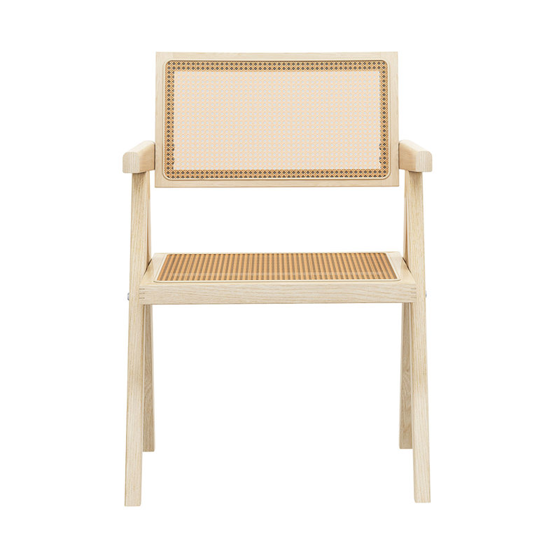 Chaise avec accoudoirs en bois massif Erna