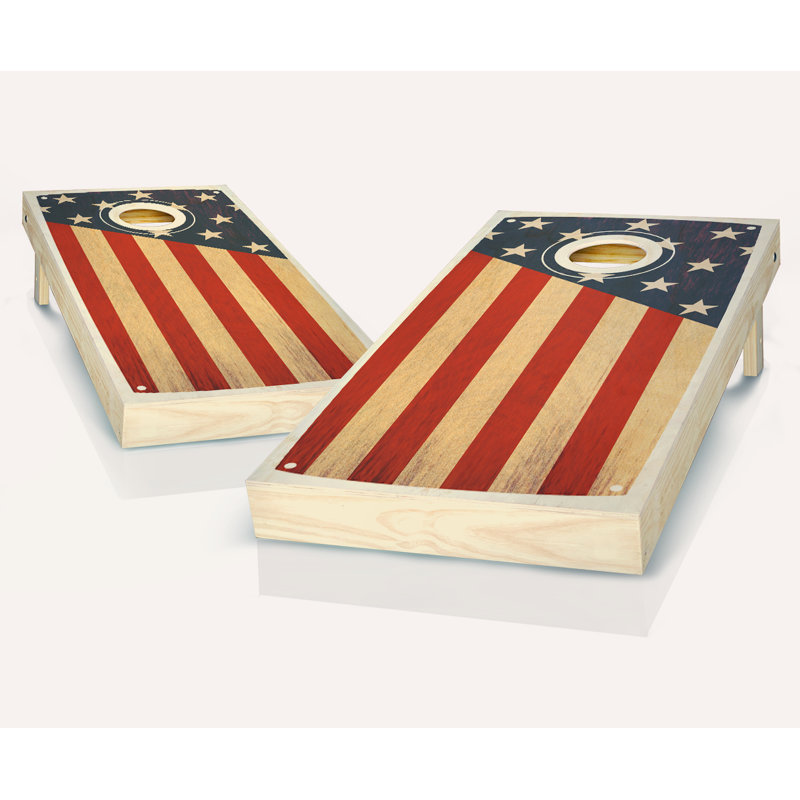 Ensemble de cornhole en bois massif teinté colonial 2 pi x 4 pi avec sacs, Noir / gris