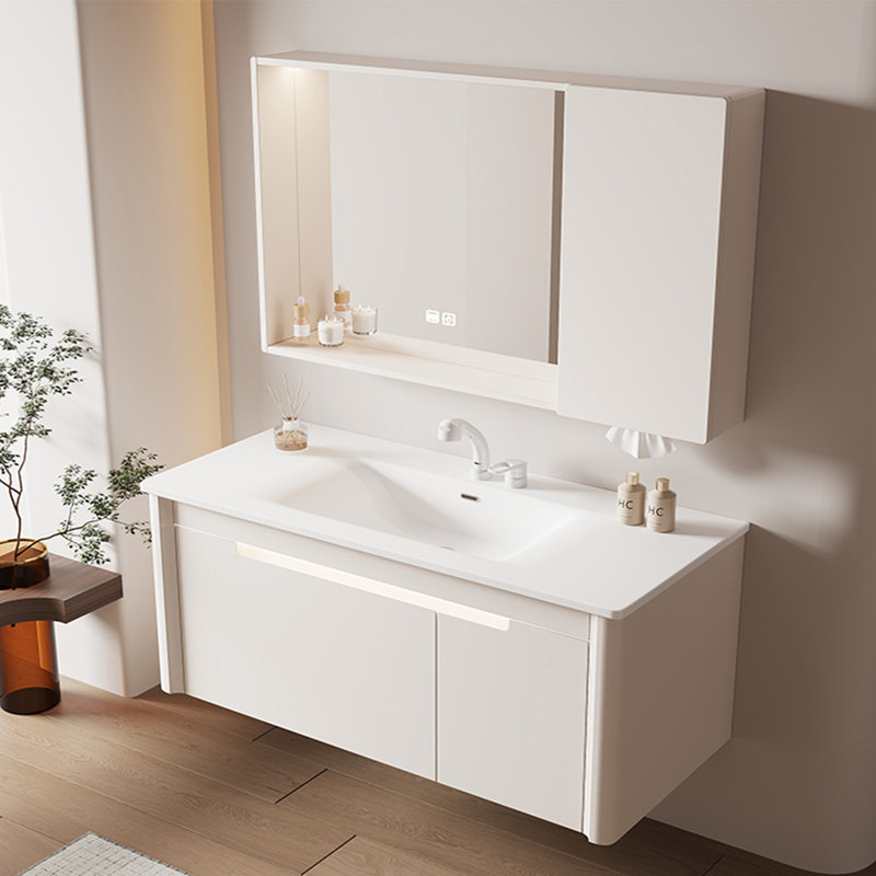 Armoire de salle de bain moderne et simple de style crème
