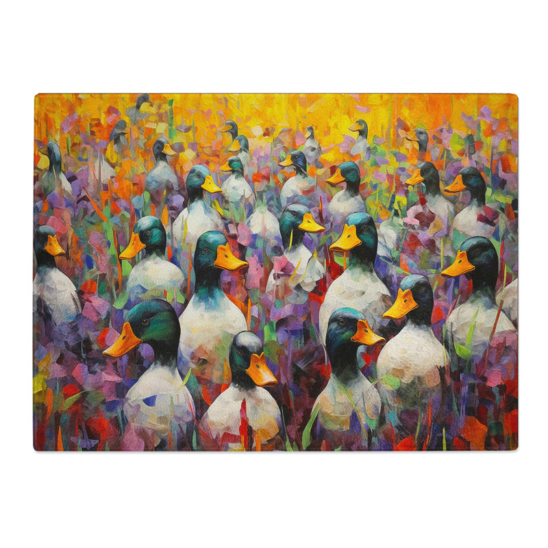 Duck Colour Field  Glass Chopping Board