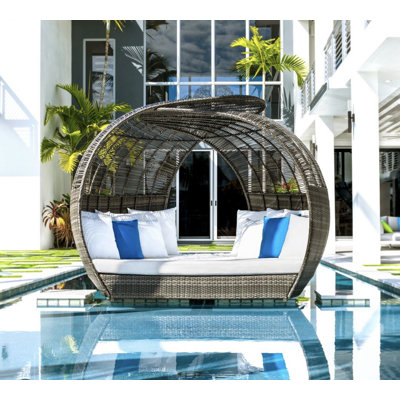 Banyan 73'' High-Density Polyethylene (HDPE) Wicker Outdoor Patio Daybed