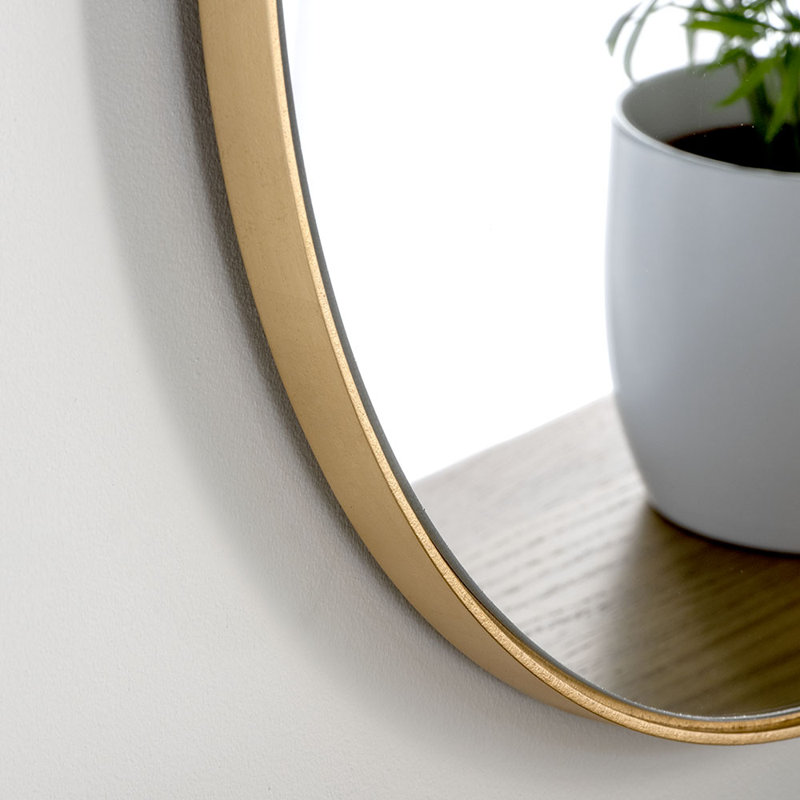 Lottie Oval Metal Framed Wall Mounted Full Length Mirror, 150cm H x 60cm W, Gold Leaf