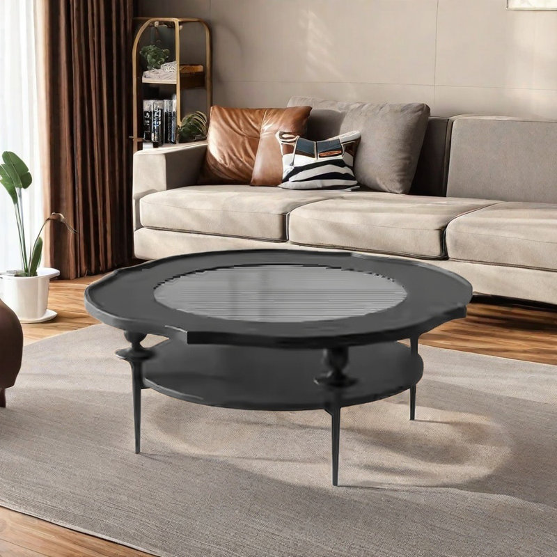 Hardwood coffee table with smooth texture