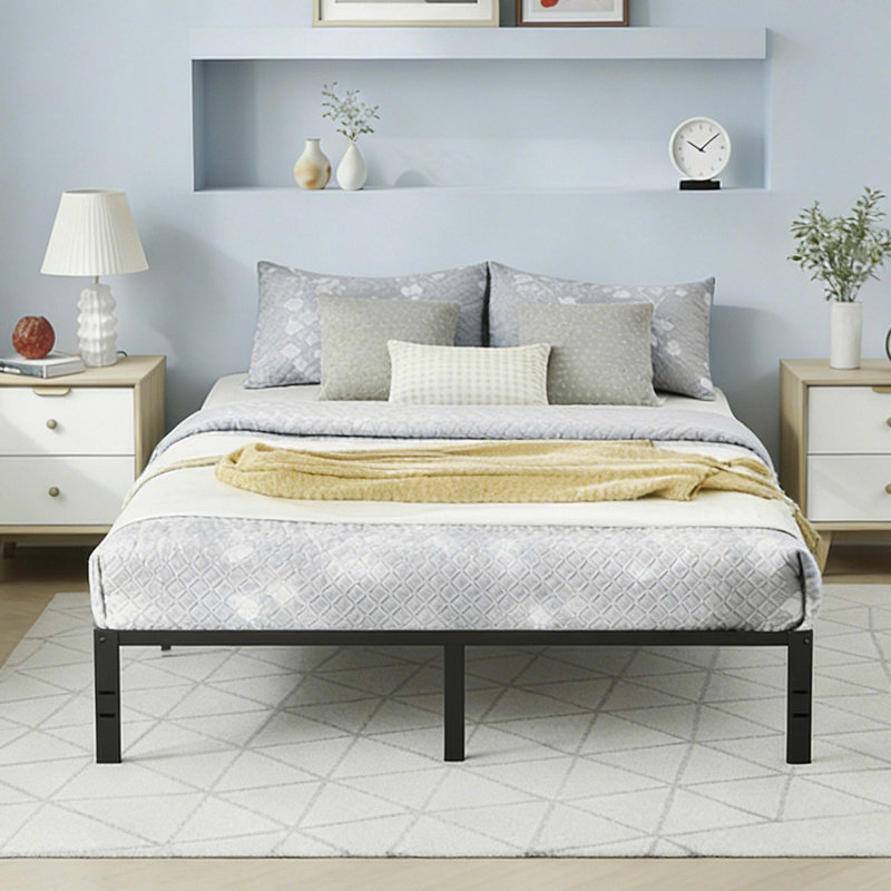 Minimalist Metal Platform Bed Frame with Underbed Storage and Quick Assembly