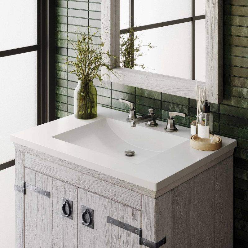 30.5" Single Bathroom Vanity Top with Sink, Pearl, 8" Centers