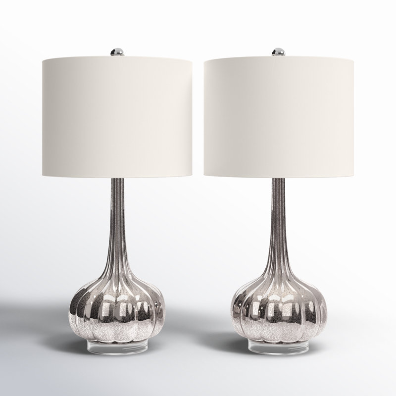 Brailee Mercury Glass Table Lamp, Silver