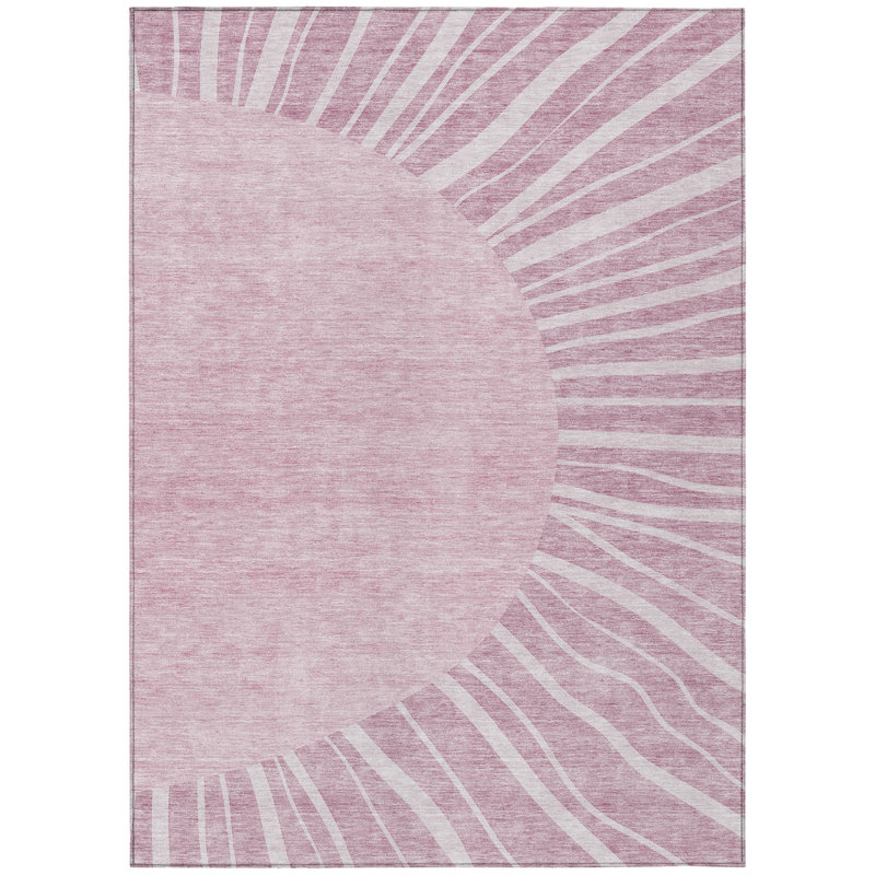 Tapis intérieur lavable abstrait 3 pi x 5 pi rose et mauve