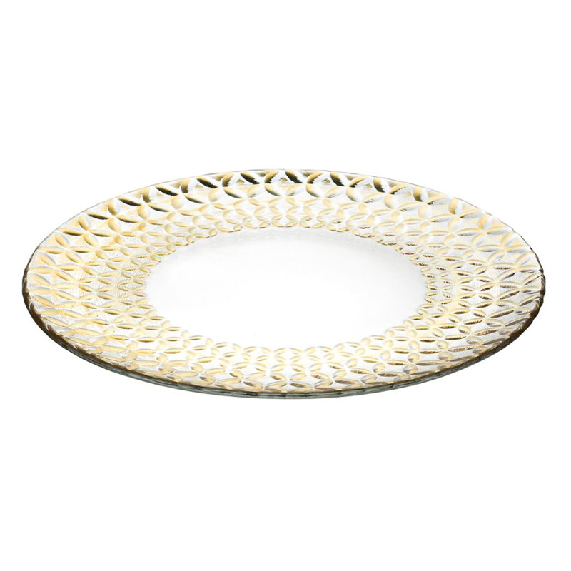 Mercer41 Hollandsworth Glass Platter, Clear/Gold