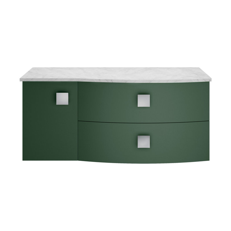 Hudson Reed Sarenna 1000mm Right-Hand 1 Drawer Hunter Green Wall Hung Cabinet With Marble Worktop